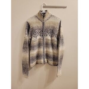 Columbia Sportswear Womens L Cardigan Rainbow Full Zip Wool Blend Warm Cozy